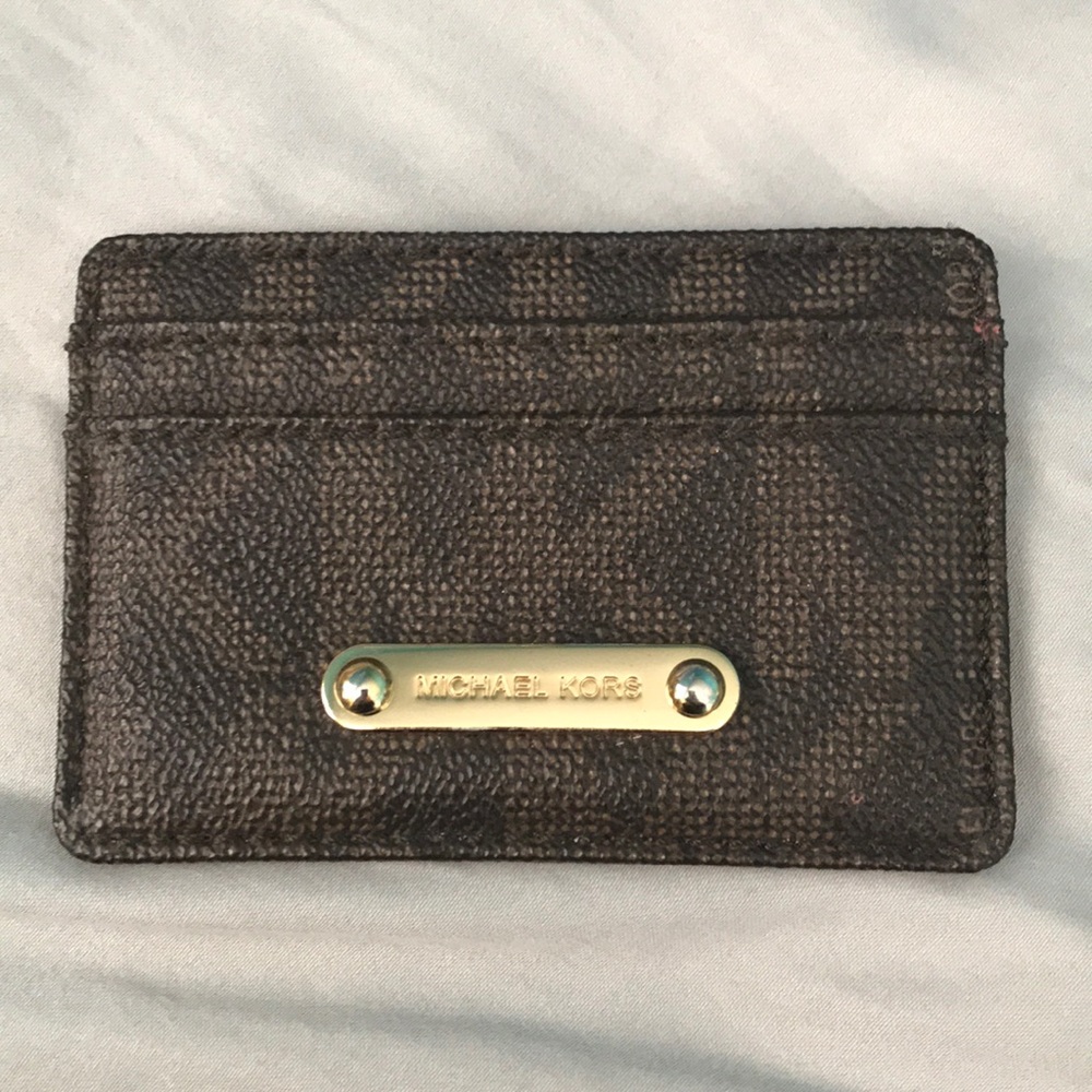 Michael Kors card holder wallet. Brown and gold